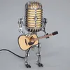 Microphone Robot Lampe Vintage Métal Tactile Gradateur Table LED Guitare Bureau Solaire Lumière 220525