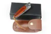 Couteau de poche Damas Flipper VG10 Lame en acier Damas palissandre + manche en acier Roulement à billes Couteaux EDC Outils avec gaine en cuir