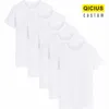 Men S 100 Cotton Round Neck T Shirt Breathable Casual Top Solid Color Bottoming Short Sleeve Vest 5 Pack 220621