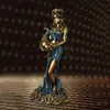 Obiekty dekoracyjne Figurki z zawiązanymi oczami Fortuna Statua Starożytna Grecka Roman Goddesa Fortune Vintage Blue Luck Rzeźby Dekoracje