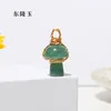 Natürlicher Kristallstein, 2 cm, Pilz-Statue, Schnitzerei, Charms, Reiki-Heilung, Golddraht-Wickel-Anhänger für Halskette, Schmuckherstellung