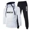 Men's Tracksuits Trending 2pcs Conjuntos de jaqueta de motocicletas e calças esportivas Design de zíper de outono espessado com capuz de trajes -macacos.