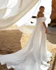 Fashion Mermaid Wedding Dresses With Big Bow Sweep Train Bridal Gowns Off The Shoulder Neck Beach Trumpet Satin robe de mariee