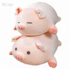 Cute Soft Round Pink Pig Cuddle Stuffed Cartoon Animals Piggy Bear Ornamental Cushion For Children Xmas Christmas Gift Boy Girl J220704