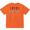 Amri Splash T Man Amirs Designer Shirt Tshirts Brand Fashion Spring Summer Ink Tassel Tendance d'impression Fashion Loose