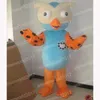 Costume de mascotte de hibou bleu d'Halloween, tenue de personnage de dessin animé de qualité supérieure, tenue unisexe pour adultes, robe fantaisie de carnaval de noël
