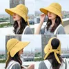Cokk Sun Hat 여름 여름 여성 포니 테일 바이저 와이드 브림 UV 보호 보우 비치 노란색 숙녀 선하 트 접이식 고로 220513