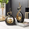 Abstract Ceramic Sculpture Golden Statue Modern Home Decoration Living Room Desktop Office Accessories Crafts Gift 2203298264427