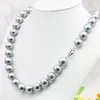 Chains Fashion Style 12MM Elegant Silvers Gray Shell Pearl Necklace Beads Jewelry Natural Stone 18'' BV235 Whole 227R