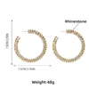 Hoop & Huggie Exaggerated Rhinestone Double Layers Big Earrings For Women Luxury Crystal C- Shaped Open Round Circle JewelryHoop