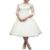 Wedding Dress Simple Long Sleeve Tulle Lace Short Bridal Wedding Dresses