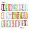 Decorative Flowers Wreaths Festive Party Supplies Home Garden 50Pcs Hawaiian Wreath Leis Garland Artificial Necklace Hawaii Flow Dhq0C