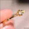 Bands Anneaux Bijoux 14k Gold Sier Ring Women Fashion 7 Crystals Crystals Wholesale Drop Livrot 2021 Soyif