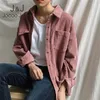 Nya Harajuku Corduroy Jackets Kvinnor Winter Autumn Coats Plus Size Overcoats Female Big Tops söta jackor Solid Color Clothing T200831