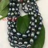Подвесные ожерелья натуральные пресноводные жемчужины черный павлин зеленый рисовый ожерелье 7-8 мм длиной 50 дюймов