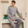 Новый стиль Spring Men Sets Casual Cotton Hatchastress Absorption Pajama Night Home Clothing Hot Sedelling 1904 LJ201112