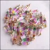 Andções de jóias de jóias componentes de vidro colorido Crystal Hexágon Pingents para brincos DIY nec dhia3