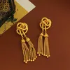 Dangle & Chandelier Creative Knotted Design Earrings Retro Thread Tassel Long Golden Ball Elegant Women Vintgage JewelryDangle