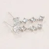 925 Sterling Silver Round Square Drop Dangle Earrings Original box for Pandora Women Girls Wedding CZ diamond Pendant Stud Earring