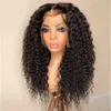 Doğal 180 Yoğunluk Yumuşak Kinky Kıvırcık Uzun Siyah Dantel Ön Peruk Kadınlar için Babyhair Yüksek Sıcaklık saç çizgisi 220622