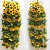 Fiori decorativi Ghirlande 1 pz 260 cm Artificiale Girasole giallo Ghirlanda Fiore Vite Matrimonio Arco floreale Decor Seta