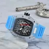 202R2 роскошные 3-контактные Quartz Watch Transparent Bezel Мужские автоматические часы мужской дизайнерский запясть