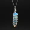 Ожерелье-цепочка с подвеской из натурального камня серебристого цвета, обернутая спиралью, шестиугольная призма, исцеляющий кристалл, кварцевое ожерелье