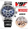 V9F 392202 Kalendarz wieczny A89630 Automatyczne męskie zegarek Le Petit Prince Steel Case Blue Dial White Markery skórzane paski Super Edition Pureteme B2