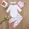 Clothing Sets Born Baby Girls Clothes Bodysuit+ Floral Pants+ Hairband Caps Kids Girl Outfit Set Ensemble Bebes Fille