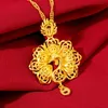 Pendant Necklaces Peacock Charm Women Girl Chain Yellow Gold Filled Pretty Jewelry GiftPendant