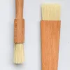 Household Wooden Oil Brushes Wood Handle BBQ Tools Grill Pastry Butter Honey Sauce Basting Bristle Round Flat Brush Baking by sea