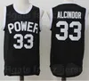 NCAA High School Basketball St Joseph Ct Power 33 Lewis Alcindor Jr Jerseys Men Equipe Black White Color Breathable para fãs de esportes Algodão puro de boa qualidade