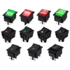 Interrupteur 250V KCD4 Rocker 20A 30A 4Pin 6Pin ON OFF Bouton Poussoir Rouge Vert Bleu Lumière Électrique Power 25 32MMSwitch