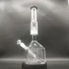 14 pollici Narghilè Bong Vetro Dab Rig Trasparente Puro Peacork Verde Cubo Base Acqua Bong Tubi di fumo Giunto femmina 14mm