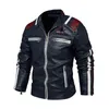 2022 Nyaste högkvalitativa PU -jacka Fashion Jacka Läder Vintermotorcykelstil Man Diagonal dragkedja för män varm jacka L220801