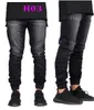 Jeans pour hommes Européen Américain High Street Hip-Hop Big Hole Male Zipper Graffiti Hommes Crayon Denim Pantalon Multi-StyleMen's