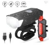 Cykelcykelljus USB LED -uppladdningsbar set Mountain Road Cycle Front Back Headlight Lamp Ficklight Cycling Light Tillbehör