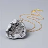 Nouveau 2020 mode irrégulière pierre naturelle pendentif colliers blanc gris arc-en-ciel Multi Spar Quartz druzy cristaux collier Jewelry307k
