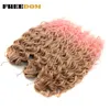 Freedom Synthetic Hair Water Wave Braid Twid virkning hår ombre rosa ingefära Curly Wave -flätningsförlängning cosplay 0618