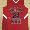 XFLSP #24 Paul George Fresno State Basketball Jersey Retro Classic Herr Sömda anpassade nummer och namntröjor