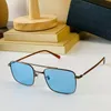 Lunettes de soleil de luxe pour hommes et femmes, monture carrée en métal, verres de couleur et dégradé de 54mm, ombrage de plage adapté à la mode, fête rétro bleu à double pont