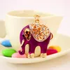 Keychains Cute Rhinestone Crystal Lucky Elephant Keychain Animal Purse Key Chain Bag Decorative Alloy Pendant Ring HandBag Jewelry