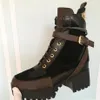 Designer Boots Ankle Boot Martin Shoes Lace-Up Boot Women Luxury Leather Chunky Heel Print Leather Platform Desert 5Cm Low Heeled 183O