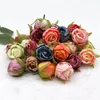 20Pcs Faux Autumn Rose Flower Head Simulation Round Oil Painting Rosa for Wedding Home Decorative Artificial Flowers