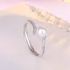 Pierścionki ślubne Klasyczna biała perła Pierścionek zaręczynowy wypełniony CZ CZ Regulowany dla kobiet kobiecy biżuteria Prezent