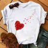 Red Love Heart Sandelion PrintedTシャツ女性ファッション女性半袖カジュアルオプ