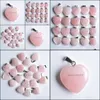 Charms Bijoux Résultats Composants Pierre Naturelle 25mm Forme De Coeur Rose Quartz Pendentifs Chakras Gem Fit Boucles D'oreilles Dhqqf