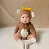 INS Baby Boy Girl Romper милый обезьяна для обезьяны   шляпа в целом мягкие с длинными рукавами.