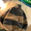Sweaters voor heren oversized vintage heren winter gestreepte Turtleneck trui mode gebreide kleding voor mannelijke Harajuku warme unisex casual pulloversmen's