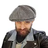 Nowa moda retro wełna tweed napastnik Men Beret Warm Cap Casual Hat J220722